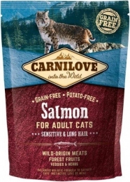 CarniLove Salmon Sensitive Long Hair с лососем сухой корм для кошек с чувствительных пищеварением - 