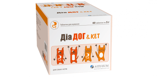 Диа Дог & Keт препарат от диареи у собак и кошек 1 таблетка 5 г, Артериум -  Ветпрепараты для кошек Артериум     