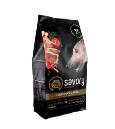 Savory Сухой корм для всех пород со свежей уткой и кроликом -  Сухой корм для собак -   Ингредиент: Кролик  