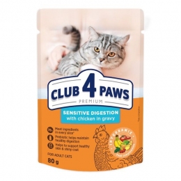 Клуб 4 лапи вологий корм для котів курка в соусі 80г -  Вологий корм для котів -   Потреба Виведення вовни  