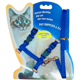 Комплект для котов шлейка и поводок (1,0*23-35/120 см) синий
