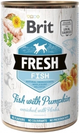 Brit Fresh Вологий корм для собак з рибою та гарбузом 400 г -  Консерви для собак Brit   