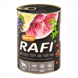 Dolina Noteci Rafi консервы для собак (65%) паштет говядина с ветчиной, голубика и клюква - Влажный корм для собак