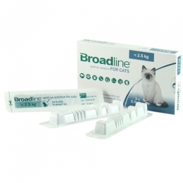 Бродлайн (Broadline) краплі на холку від бліх, кліщів і гельмінтів для котів до 2,5 кг - Краплі від бліх та кліщів для кішок
