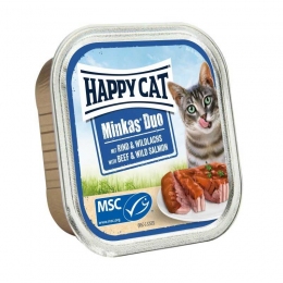 Happy Cat Duo Rind&WLachs Вологий корм для котів - паштет у соусі з яловичиною та диким лососем, 100 г - 