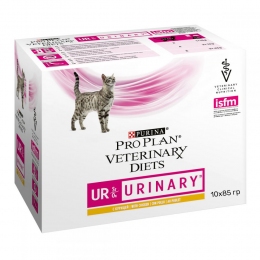 Purina Veterinary Diets UR Urinary Feline лечебные консервы для кошек с курицей пауч 85 г -  Диетический корм для кошек Pro Plan   