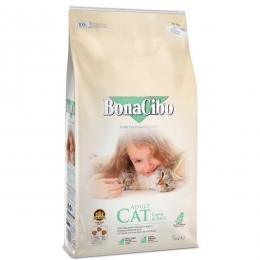 Сухой корм BonaCibo Adult Cat Lamb&Rice с мясом ягненка и рисом для кошек с чувствительным пищеварением -  Сухой корм для кошек -   Класс: Премиум  