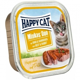 Happy Cat Duo Rind&Kaninchen  Влажный корм для кошек паштет в соусе с говядиной и кроликом 100 г - 