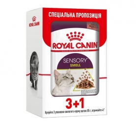 АКЦИЯ Royal Canin Sensory Smell Jelly pouch Влажный корм для взрослых кошек 3+1 до 85 г -  Влажный корм для котов -  Ингредиент: Рыба 