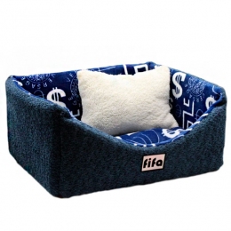 Лежак Бостон меблева тканина велсофт синій, 52х44х25 см - Лежанки та будиночки для котів та кішок