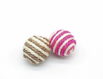 Куля із сизалю з паперовими хвостиками рожева, 5 см -  Іграшки для кішок -   Вид Кулька  