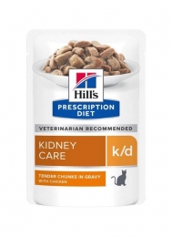 Hill's Prescription Diet k/d Вологий корм для кішок, підтримка функції нирок, з куркою 85 г -  Консерви для котів Hills 