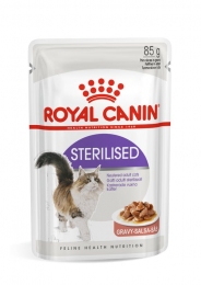 Royal Canin STERILISED в соусе для стерилизованных кошек и кастрированных котов -  Влажный корм для котов -   Вес консервов: До 500 г  