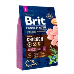 Brit Premium Dog Junior S Сухий корм для цуценят дрібних порід із куркою 3 кг + консерва Brit Premium Dog 400 г -  Корм Brit Premium для собак 