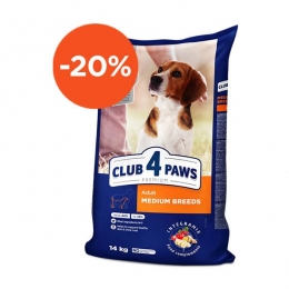 Club 4 paws (Клуб 4 лапи) PREMIUM для собак середніх порід -  Корм Клуб 4 Лапи для собак 