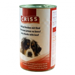 Сгіѕѕ консерва для собак соковиті шматочки яловичини 1240г -  Вологий корм для собак - Criss     