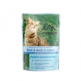 Carpathian Pet Food Veal & Duckс влажный корм для кошек телятиной и уткой в соусе - Корм для выведения шерсти у кошек