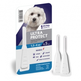 Ultra Protect Капли на холку для собак -  Средства от блох и клещей для собак -   Действующее вещество: Пирипроксифен  