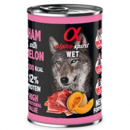 Корм Alpha Spirit Dog Ham With Melon влажный со свининой и дыней для взрослых собак 400 г. -  Влажный корм для собак -    