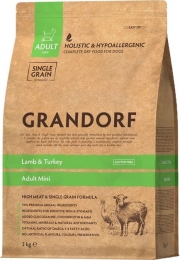 Grandorf Lamb&Turkey Mini  Ягненок и индейка сухой корм для взрослых собак мелких пород 1кг  -  Сухой корм для собак - Grandorf   