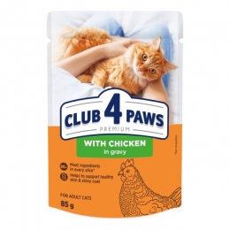 Акция Клуб 4 лапы влажный корм для кошек с курицей в соусе 85г -  Акция Сlub4Paws - Club 4 Paws     