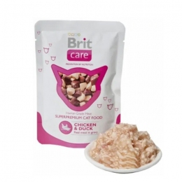 Brit Care Cat pouch влажный корм для котов с курицей и уткой -  Консервы Brit для котов 