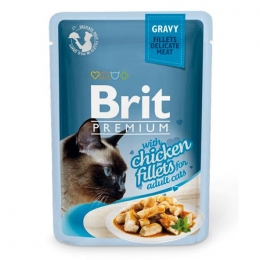 Brit Premium Cat pouch влажный корм для кошек филе курицы в соусе 85г -  Консервы Brit для котов 