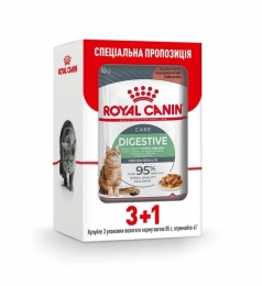 АКЦИЯ Royal Canin Digest Sensitive Gravy pouch Влажный корм для кошек с чувствительным пищеварением с домашней птицей 3+1 до 85 г -  Роял Канин консервы для кошек 