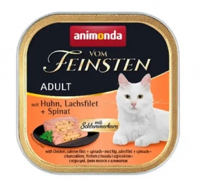 Animonda Gourmet Vom Feinsten Adult Влажный корм для кошек с говядиной и филе лосося со шпинатом 100 гр -  Влажный корм для котов -   Класс: Супер-Премиум  