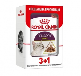 АКЦИЯ Royal Canin Sensory Smell Gravy pouch Влажный корм для взрослых кошек 3+1 до 85 г -  Влажный корм для котов -   Потребность: Мочевыделительная система  