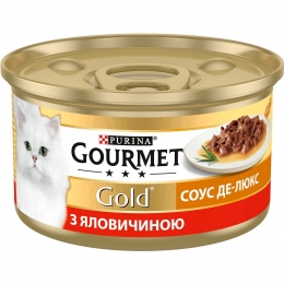 АКЦИЯ Gourmet Gold Соус Де-Люкс влажный корм с говядиной для кошек 85 г -  Акции Gourmet Gold   