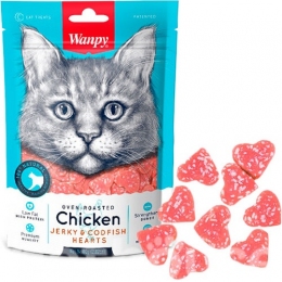 Wanpy (Chicken&Codfish Hearts) Сердечки курица с треской  лакомство для кошек 80г 