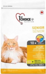 1st Choice Senior Mature Less Aktiv, курка рис, Сухий корм для літніх або малоактивних котів 5.44 кг - 