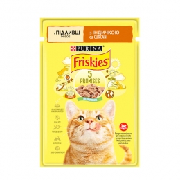 Friskies консерва для кошек с индейкой в подливке, 85 г -  Влажный корм для котов -   Класс: Эконом  