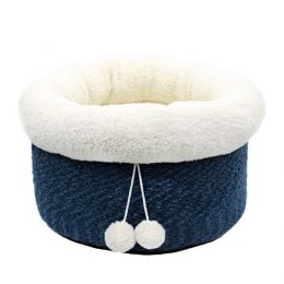 Лежак Малютка мебельная ткань и овчина синий, 43х30х32 см - Домики и лежаки для собак