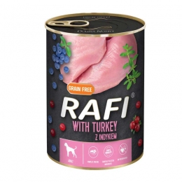 Dolina Noteci Rafi консервы для собак (65%) паштет индейка, голубика и клюква 304944 -  Влажный корм для собак -   Вес консервов: 501 - 999 г  