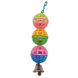 Три м'ячика з дзвіночком іграшка для птахів 9х8 см - Гойдалки для папуг
