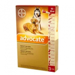 Advocate (Адвокат) Bayer для собак 10-25 кг -  Средства от блох и клещей для собак Advocate     
