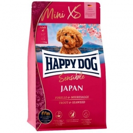 Happy Dog Mini XS Japan Япония сухой корм для маленьких пород собак - куркица с форелью и водорослями 300 гр - 