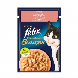 Felix Sensations Sauces влажный корм для котов с лососем и креветками в соусе, 85 г - Влажный корм для кошек и котов