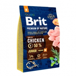 Brit Premium Dog Junior M Сухий корм для цуценят середніх порід із куркою 3 кг + консерва Brit Premium Dog 400 г -  Корм Brit Premium для собак 