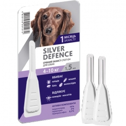 Silver Defence Капли на холку для собак -  Средства от блох и клещей для собак -   Действующее вещество: Пирипроксифен  