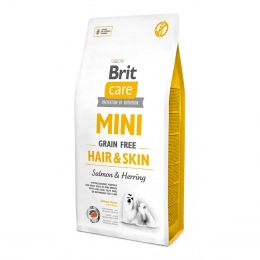 Brit Care Mini Hair & Skin корм для малых пород собак 2 кг + 2 пауча Brit Care Dog Mini Fillet -  Корм Brit Care для собак 