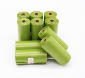 Пакети для фекалій біопакети зелені 15шт * 10 рулонів - Пакети для прибирання за собаками