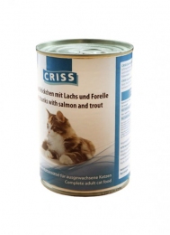 Criss консервы для кошек сочные кусочки лосося и форели 415гр 6029/114175 -  Влажный корм для котов -  Ингредиент: Форель 