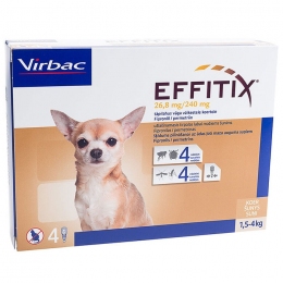 Эффитикс Спот-он капли на холку для собак Virbac 26,8 мг/240 мг (1,5-4кг) -  Средства от блох и клещей для собак -   Действующее вещество: Фипронил   
