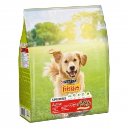 Friskies Active з яловичиною сухий корм для дорослих собак з підвищеною активністю 2.4 кг -  Сухий корм для собак -    
