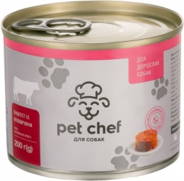 Pet chef консервы для собак с говядиной -  Влажный корм для собак -   Ингредиент: Говядина  
