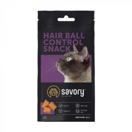 Лакомство SAVORY Snack Hair-ball Control для выведения шерсти у кошек 60гр -  Лакомства для кошек -    