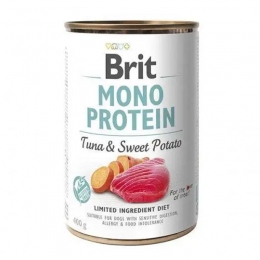 Brit Mono Protein Dog консервы для собак с тунцом и бататом 400г 9742 -  Консервы для собак Brit   